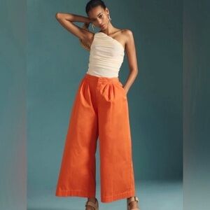 Maeve By Anthropologie Women’s Orange Slouchy Wide Leg Trousers Sz 4